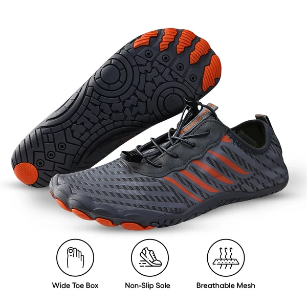 Druvera™ – Unisex Barefoot Shoes Grey & Orange (Stripes)