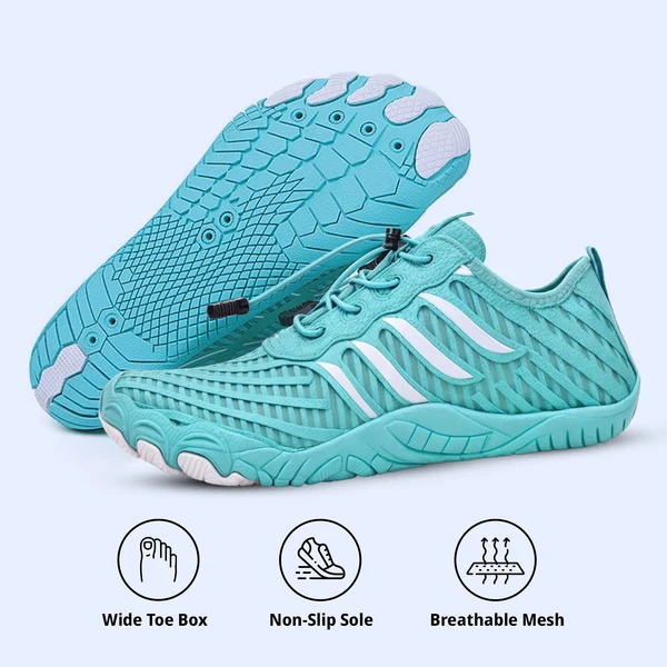 Druvera™ – Unisex Barefoot Shoes Aqua & White (Stripes)