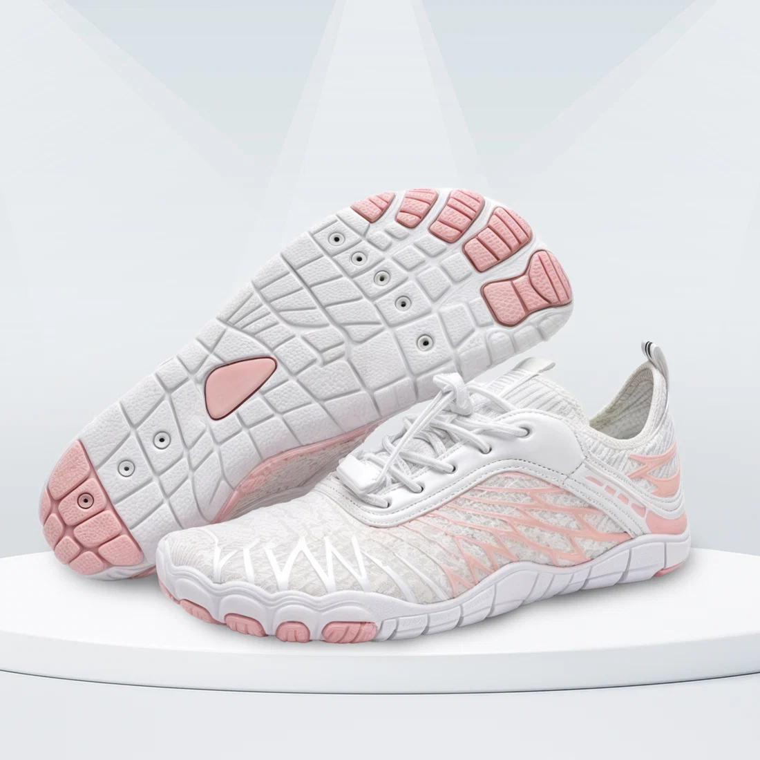 Druvera™ – Unisex Barefoot Shoes White & Pink (Waves)