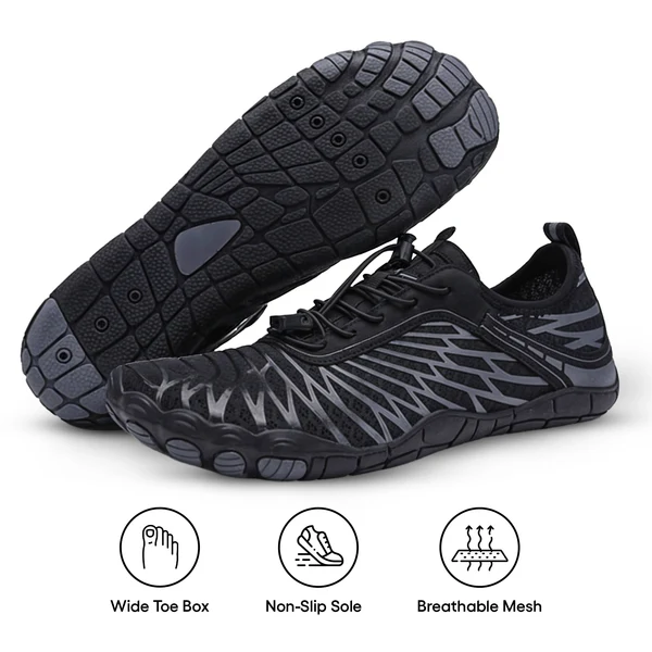 Druvera™ – Unisex Barefoot Shoes Black & Grey (Waves)