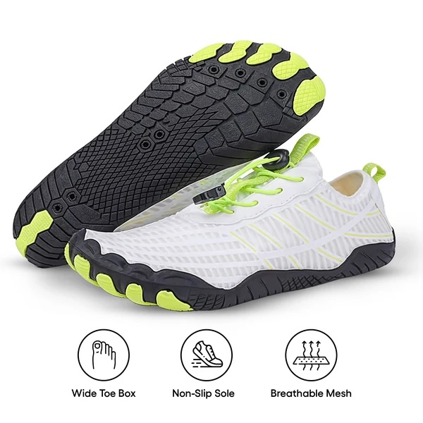 Druvera™ – Unisex Barefoot Shoes White & Neon (Stripes)