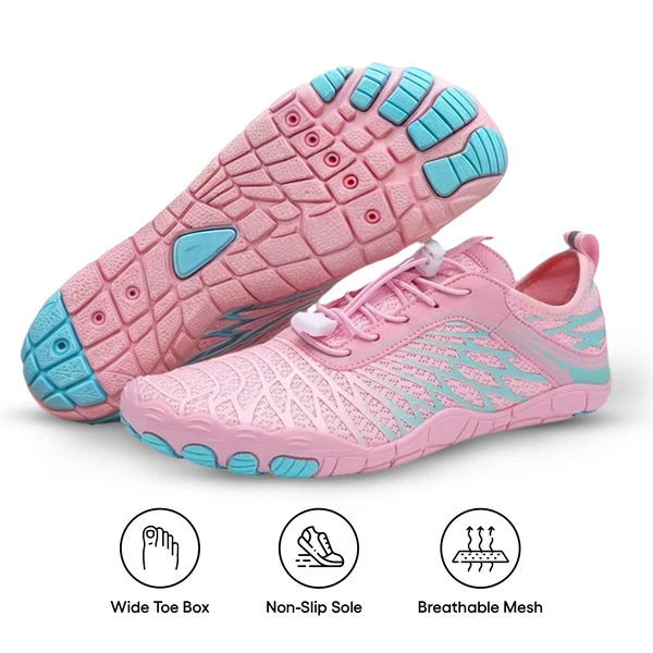Druvera™ – Unisex Barefoot Shoes Pink & Aqua (Waves)