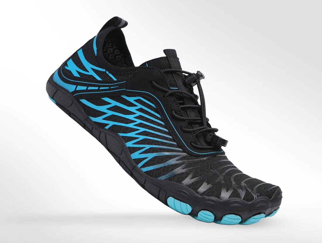 Druvera™ – Unisex Barefoot Shoes — Black & Aqua (Waves)